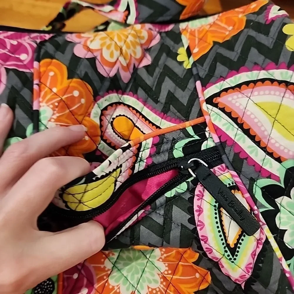 Vera Bradley Iconic Hipster Ziggy Zinnia Pink Orange Floral Crossbody Zip Bag